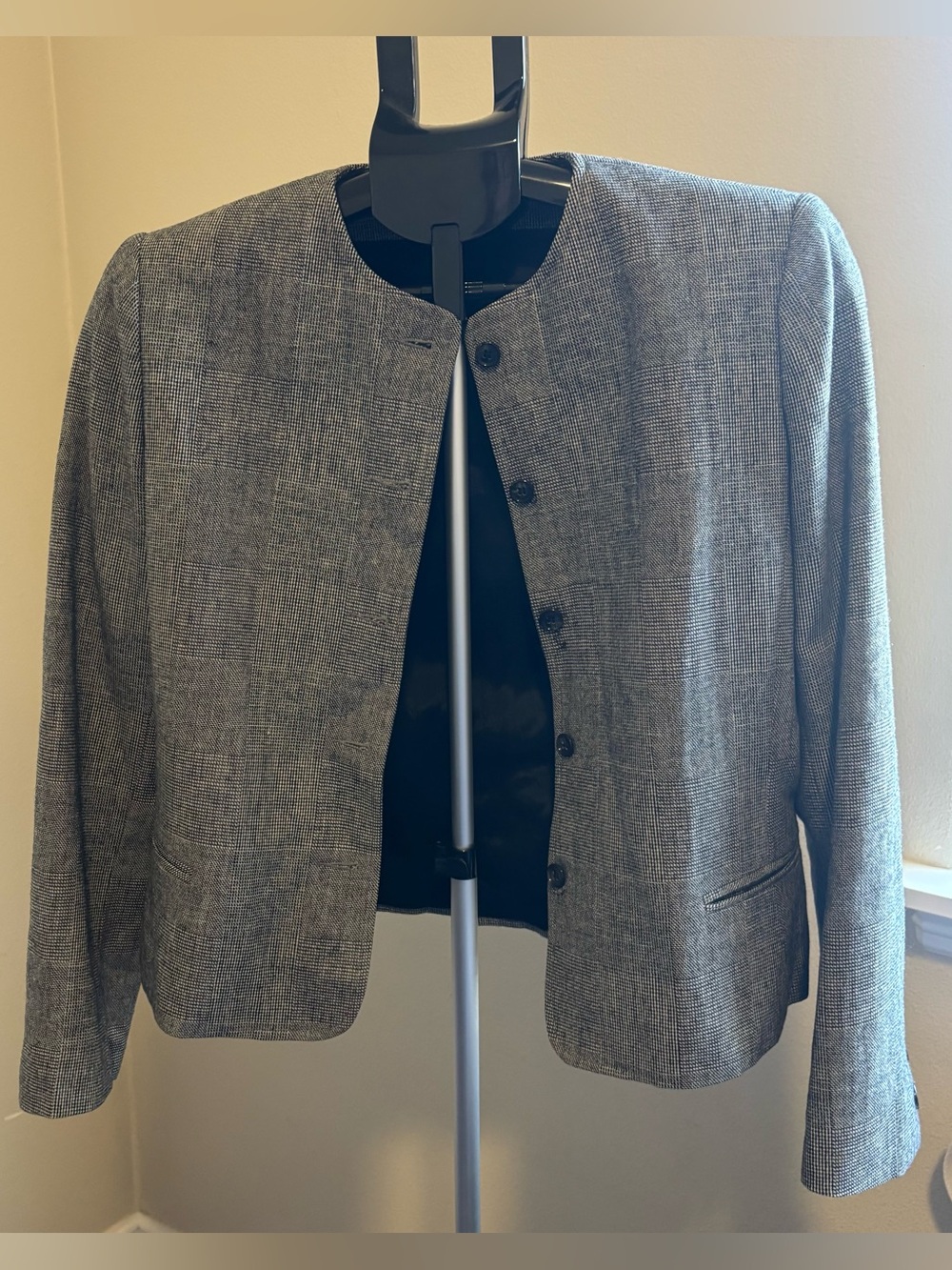 Vtg 80s 90s Breckenridge Collarless Plaid Blazer Jacket Sz 8 ILGWU Union Made US